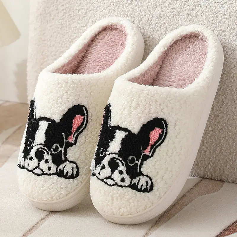 New Autumn and Winter Couple Cute Cartoon Puppy Cotton Slippers Home Indoor Non-slip Cotton Slippers Wholesale