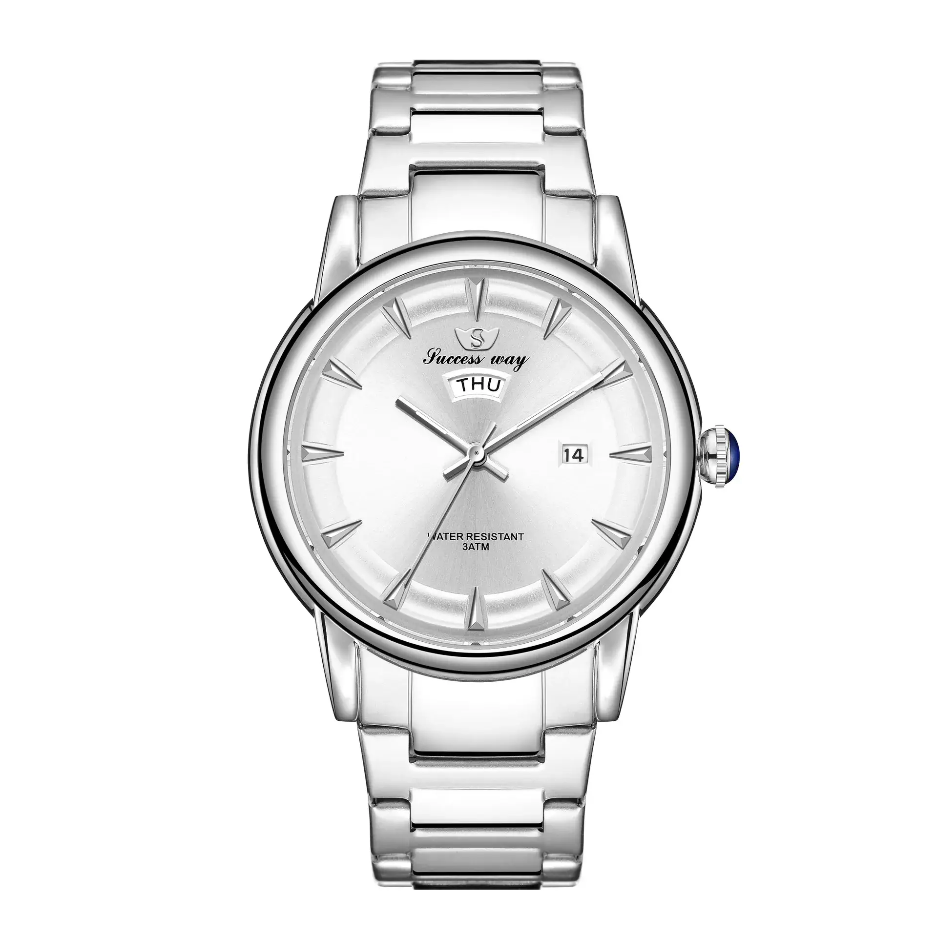 Men's Gold Silver Watch with 14 Display