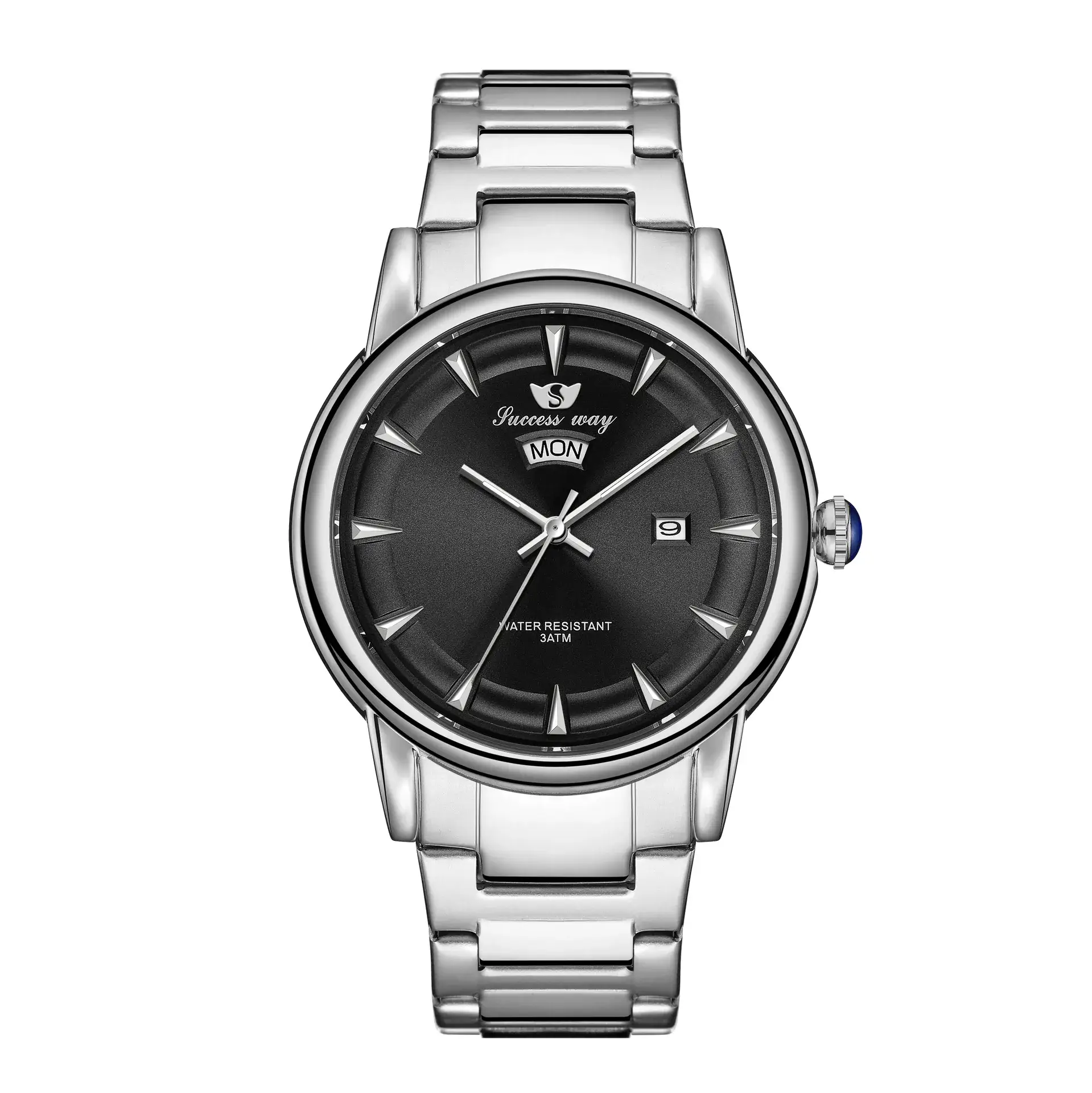 Men's Gold Silver Watch with 14 Display
