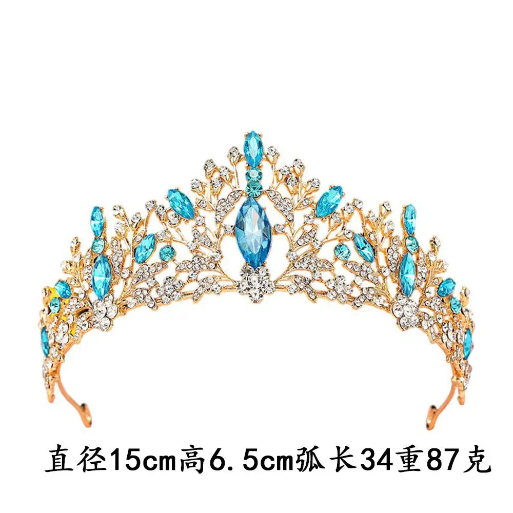 European & American Bride Crown with Red & Blue Crystal — feature 1