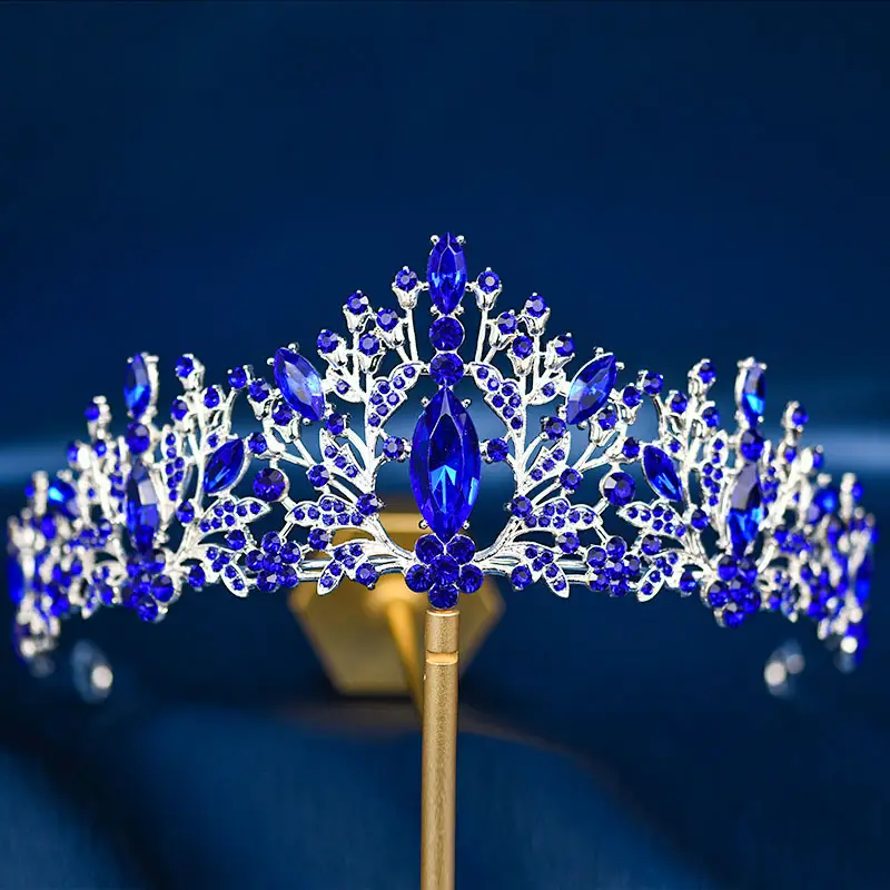European & American Bride Crown with Red & Blue Crystal — feature 18