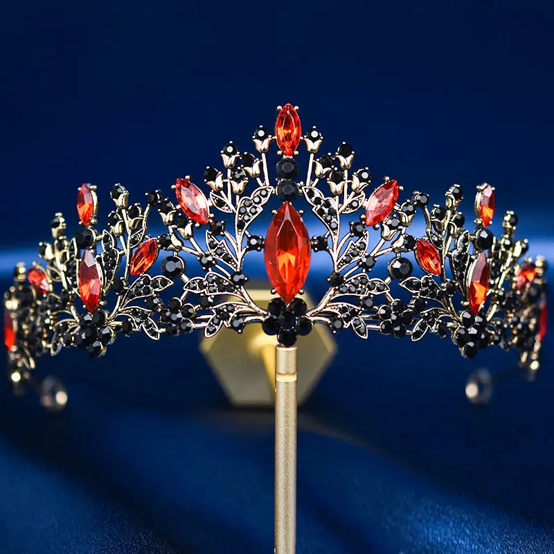 European & American Bride Crown with Red & Blue Crystal — feature 5
