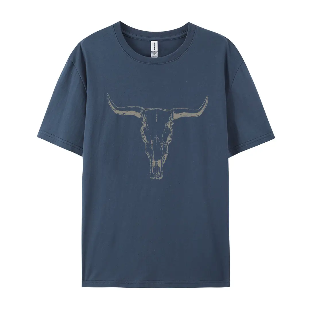 Amazon Independent Station Pure Cotton European and American Size Western Skull Cow Children T-shirt Foreign Trade Women's Short Sleeve Round Neck Top
