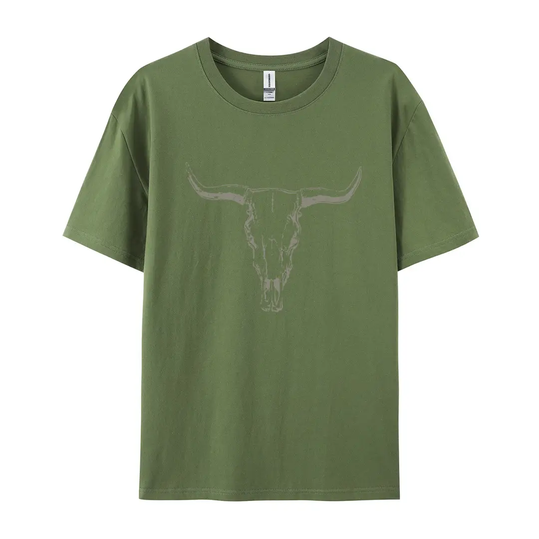 Amazon Independent Station Pure Cotton European and American Size Western Skull Cow Children T-shirt Foreign Trade Women's Short Sleeve Round Neck Top