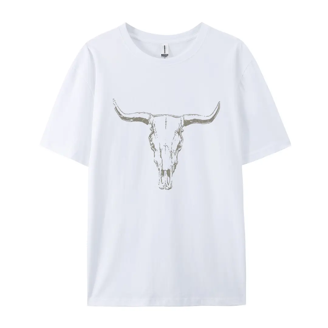 Amazon Independent Station Pure Cotton European and American Size Western Skull Cow Children T-shirt Foreign Trade Women's Short Sleeve Round Neck Top