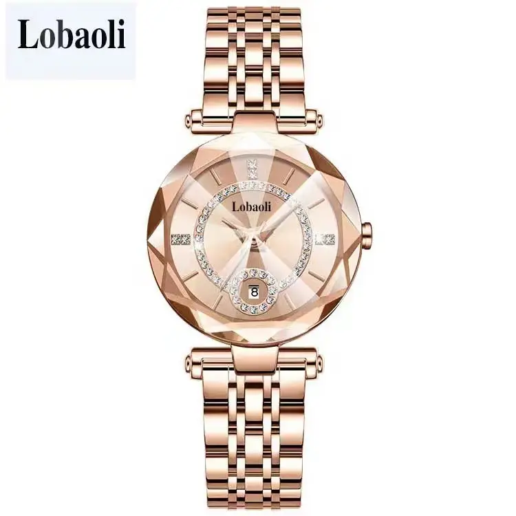 Lobaoli Women's Rose Gold Quartz Watch with Blue Dial — feature 10