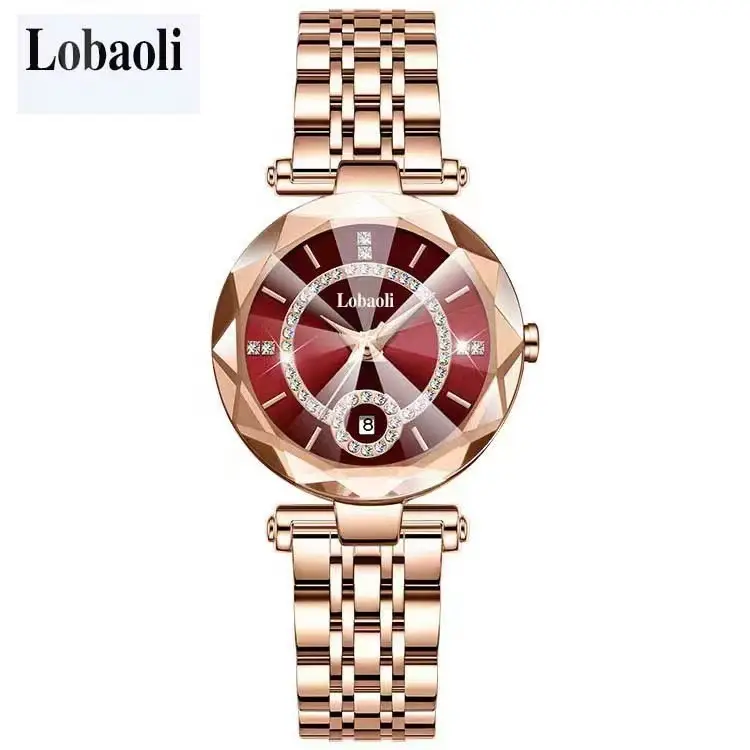 Lobaoli Women's Rose Gold Quartz Watch with Blue Dial — feature 12