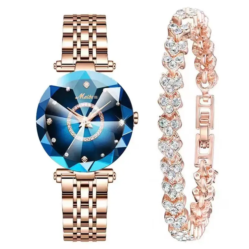 Lobaoli Women's Rose Gold Quartz Watch with Blue Dial — feature 18