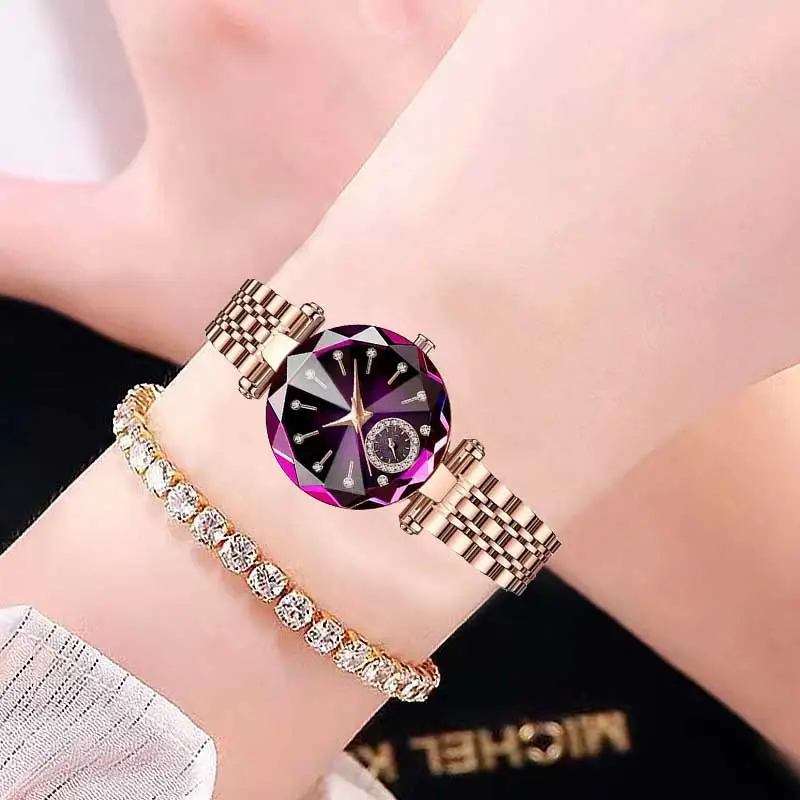 Lobaoli Women's Rose Gold Quartz Watch with Blue Dial — feature 2
