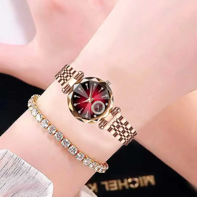 Lobaoli Women's Rose Gold Quartz Watch with Blue Dial — feature 3
