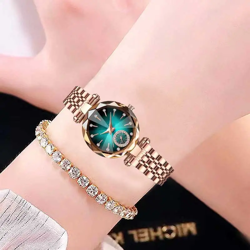 Lobaoli Women's Rose Gold Quartz Watch with Blue Dial — feature 4