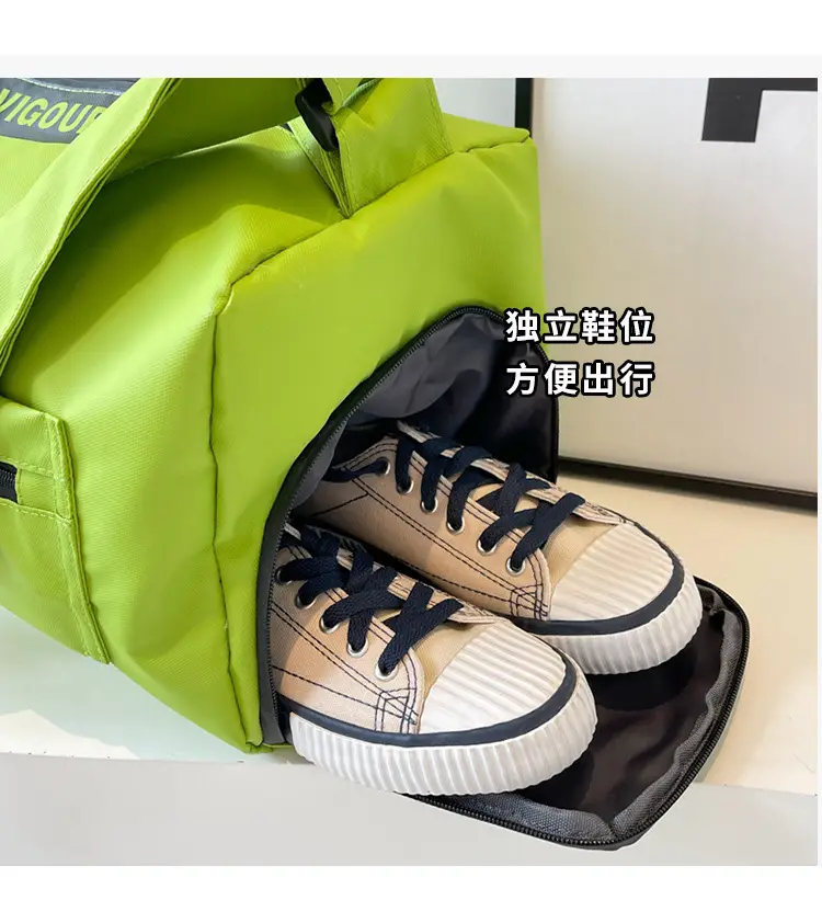Women's Large Capacity Gym Bag Green Dry Wet Separate — feature 7