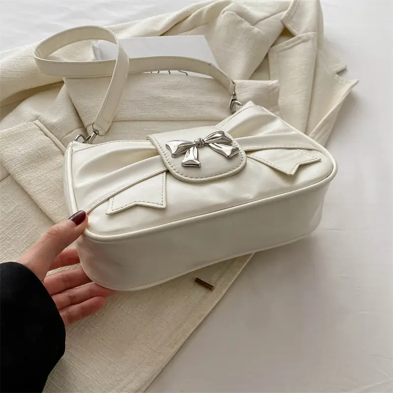 Nude Bow Handbag 2024 Spring Shoulder Crossbody - Image 6