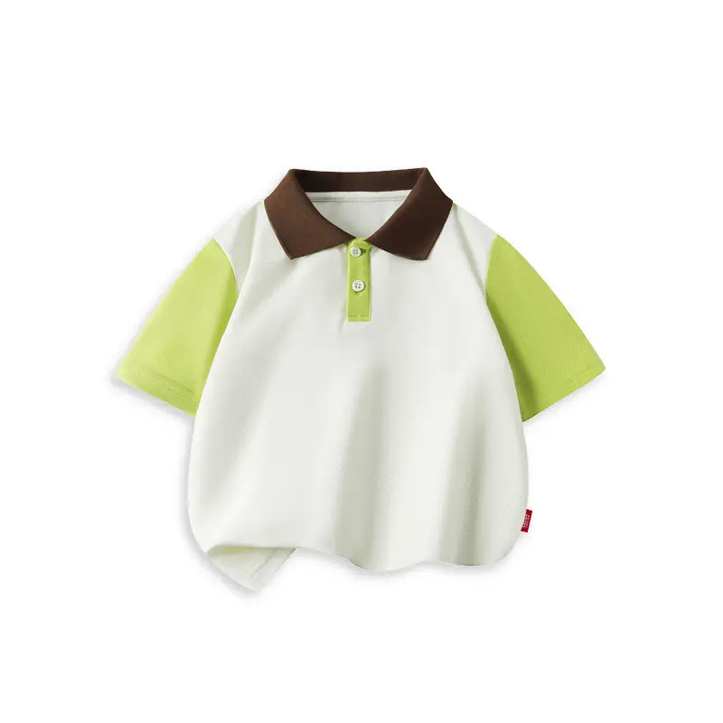 Boys Polo Shirt White Green Short Sleeve 2025 - Image 6