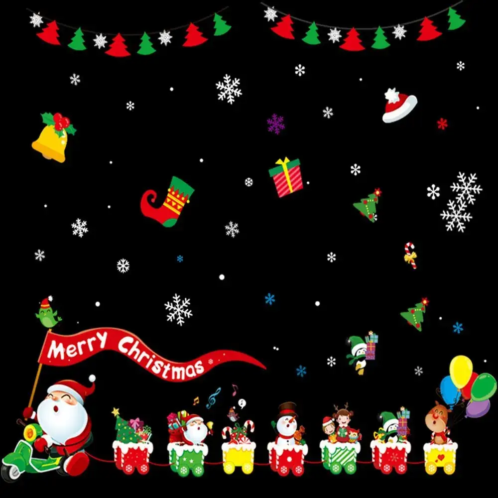 2026 Christmas Window Stickers Santa Snowman Holiday Decor