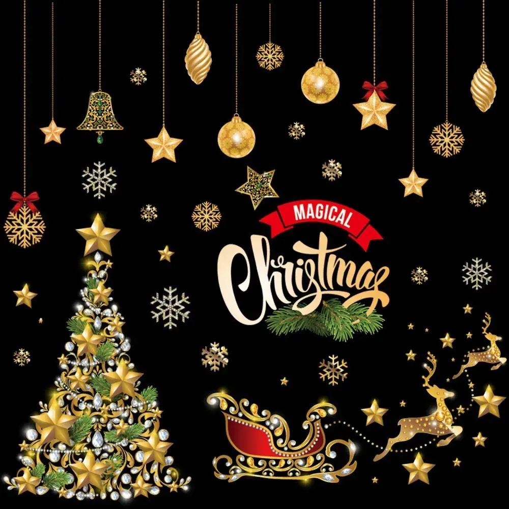 2026 Christmas Window Stickers Santa Snowman Holiday Decor