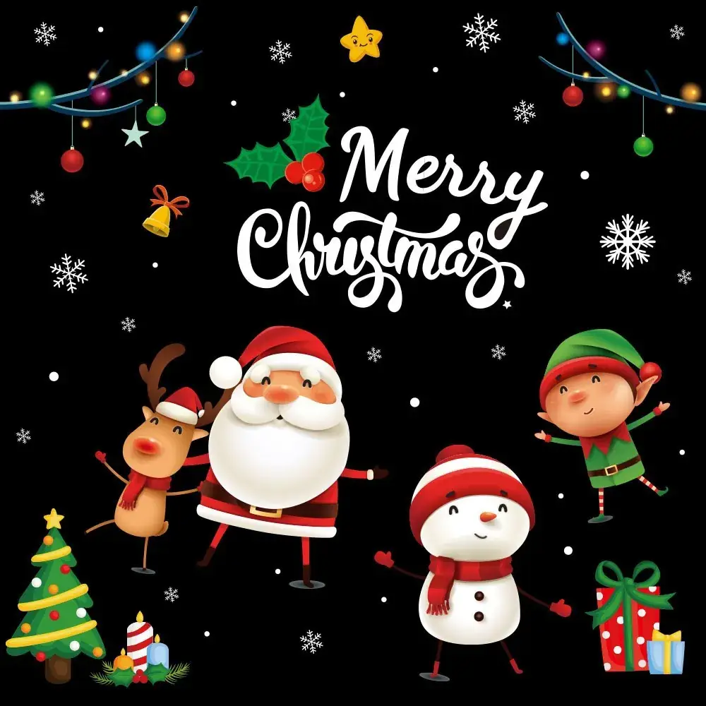 2026 Christmas Window Stickers Santa Snowman Holiday Decor