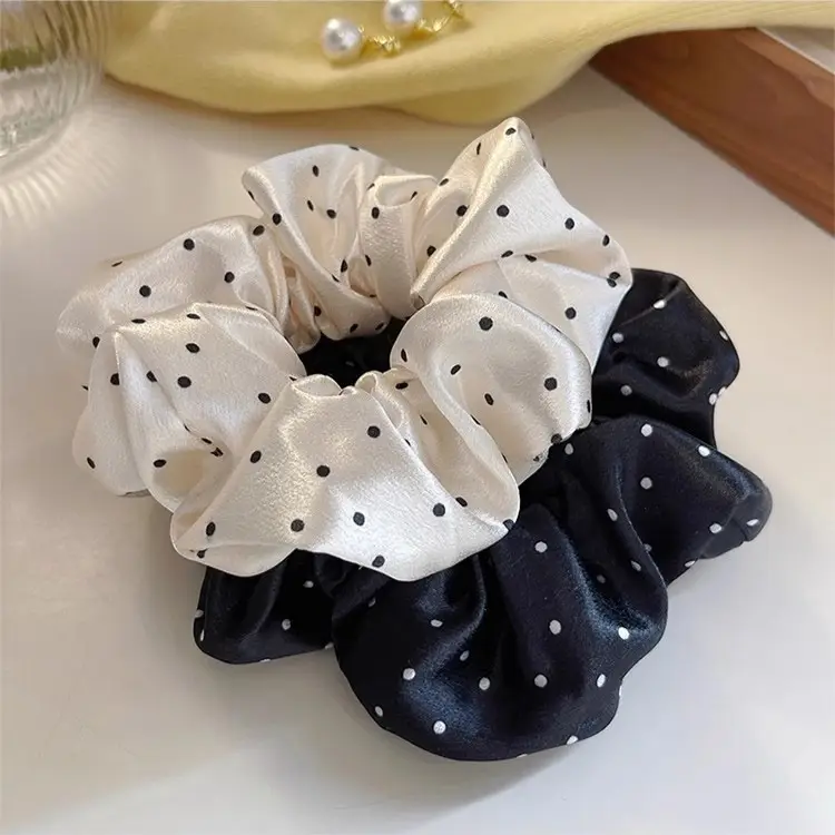 Korean Style Polka Dot Hair Scrunchie for Women