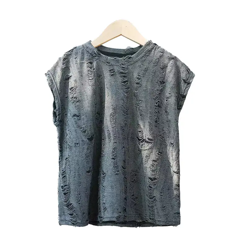 2024 New Kids Vest Sleeveless Vest T-Shirt Boys Retro Hole Western Style - Image 7