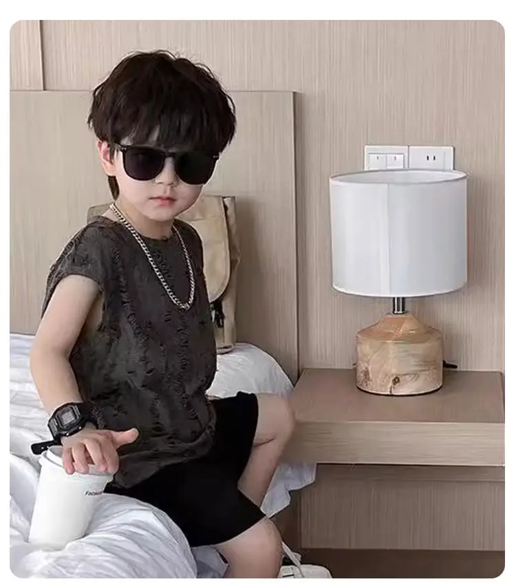 2024 New Kids Vest Sleeveless Vest T-Shirt Boys Retro Hole Western Style — feature 8