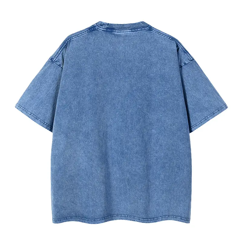 Men Blue Washed T-Shirt 240g Casual Short Sleeve — feature 17