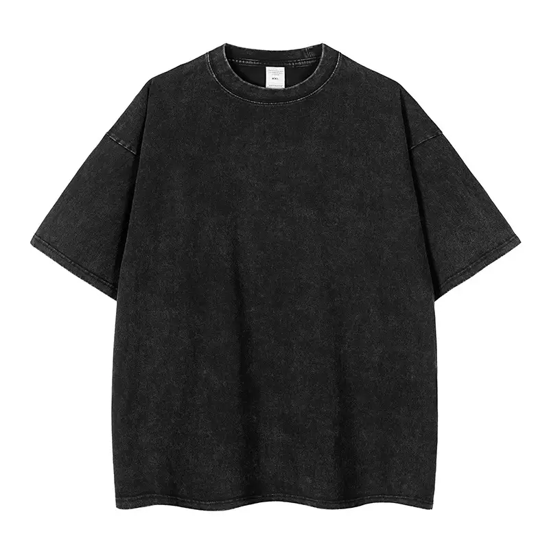 Men Blue Washed T-Shirt 240g Casual Short Sleeve — feature 4