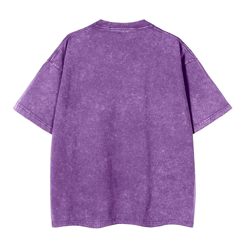 Men Blue Washed T-Shirt 240g Casual Short Sleeve — feature 9