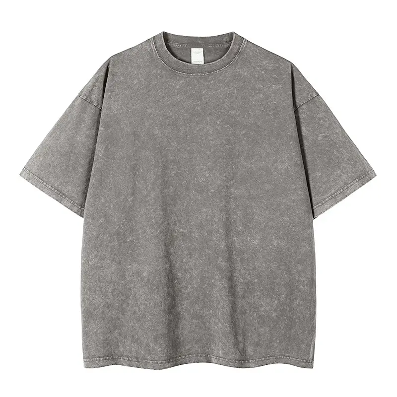 Men Blue Washed T-Shirt 240g Casual Short Sleeve - Image 3