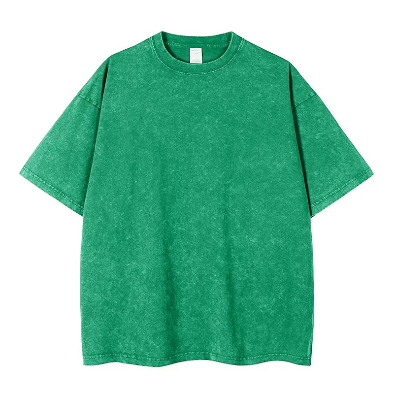 Men Blue Washed T-Shirt 240g Casual Short Sleeve - Image 4