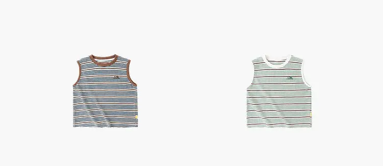 Kids Striped Vest & Pants Set Olive Green Summer — feature 13