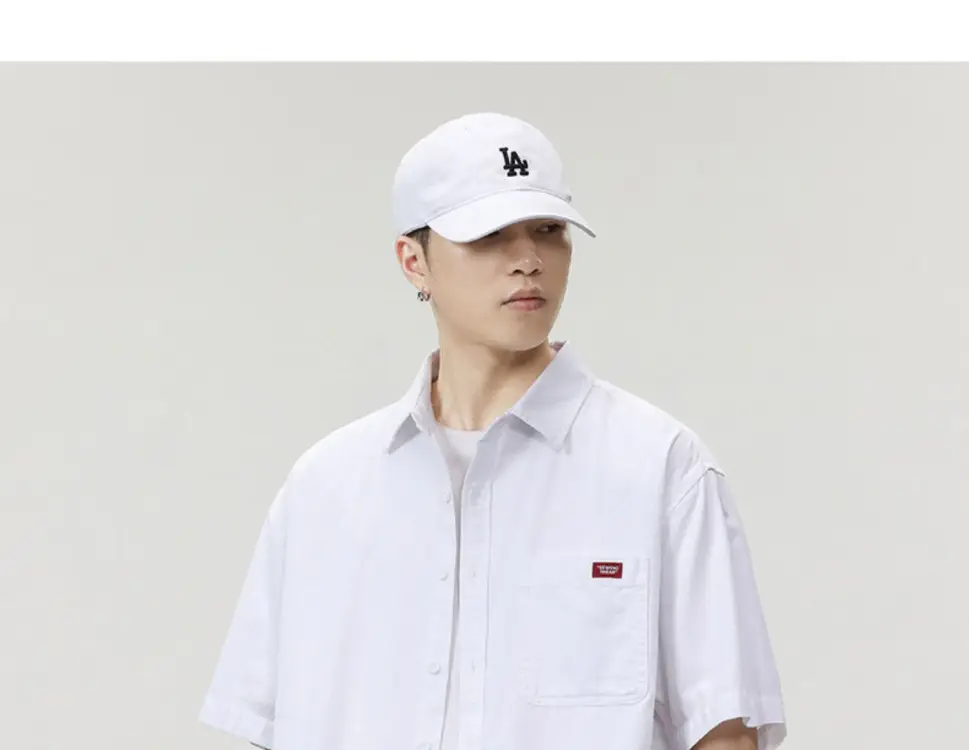 White Men's Half-Sleeve Japanese Lapel Shirt — feature 3
