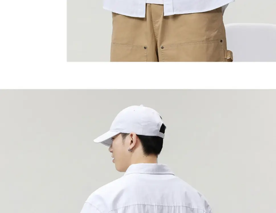 White Men's Half-Sleeve Japanese Lapel Shirt — feature 6