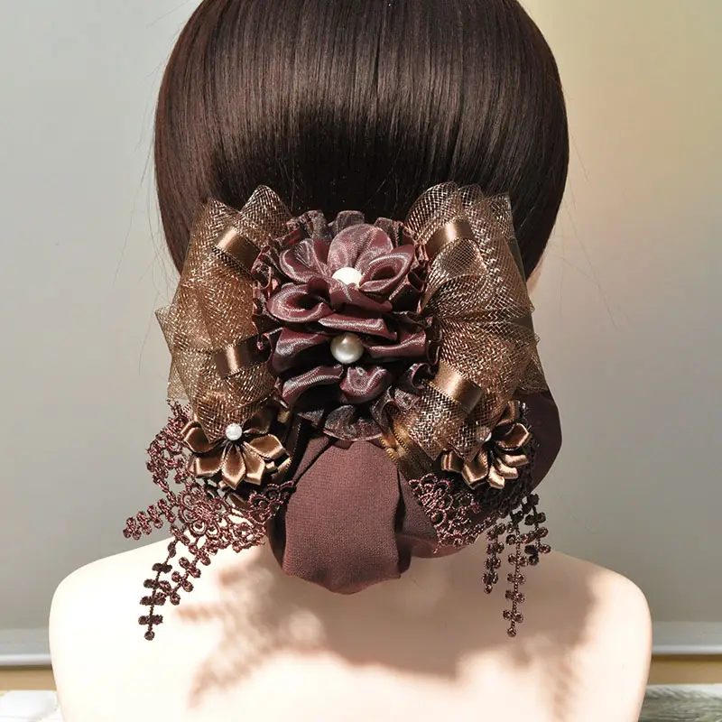 Cross-Country Hair Net Bag with Flower Decor