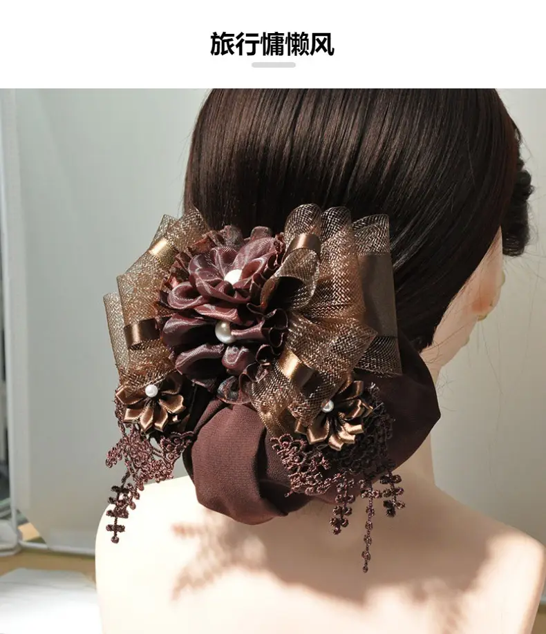 Cross-Country Hair Net Bag with Flower Decor — feature 5