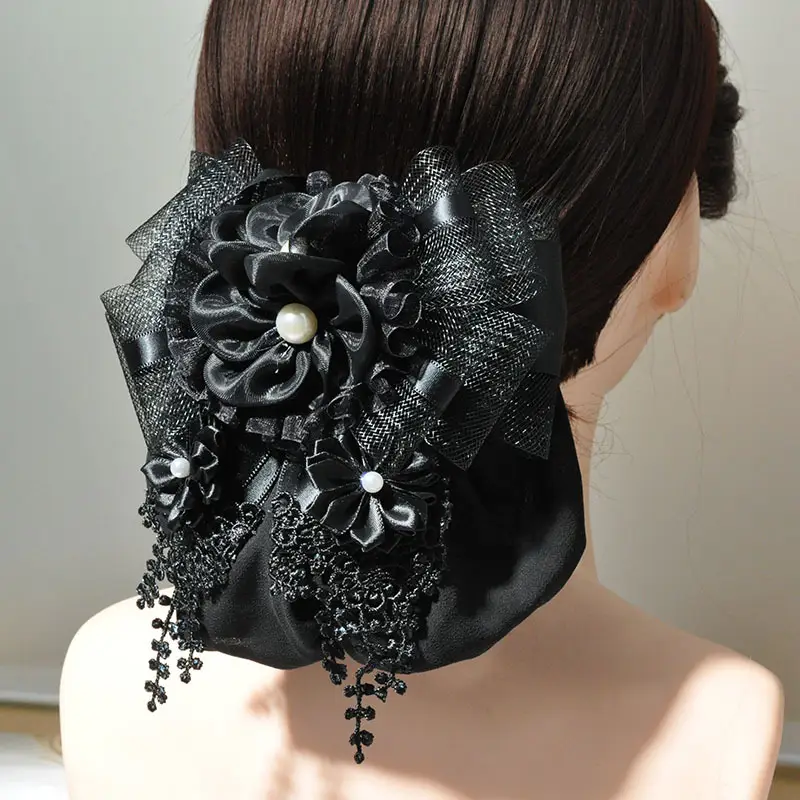 Cross-Country Hair Net Bag with Flower Decor — feature 7