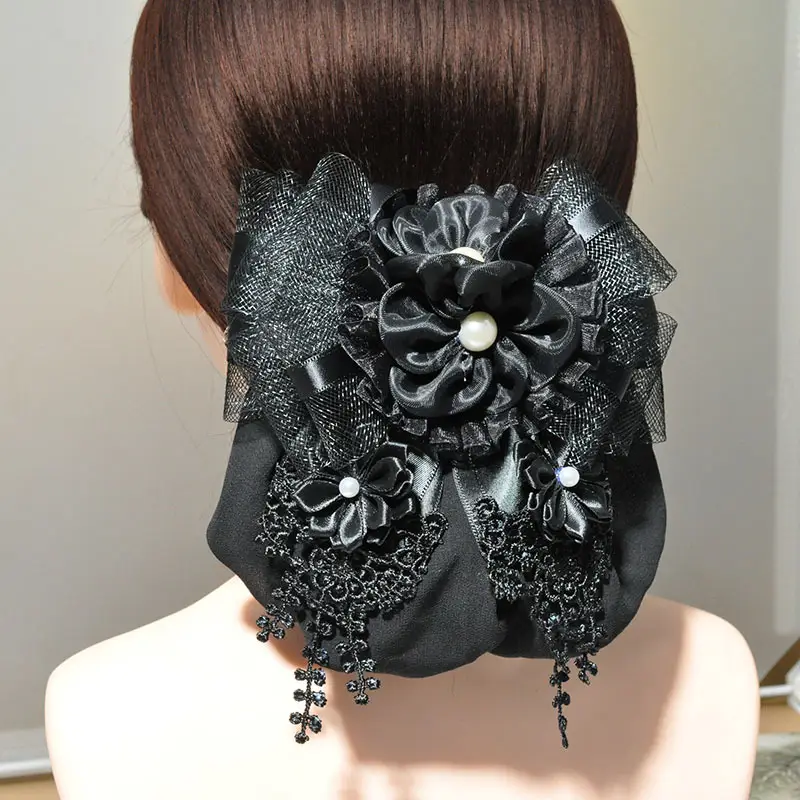 Cross-Country Hair Net Bag with Flower Decor — feature 8
