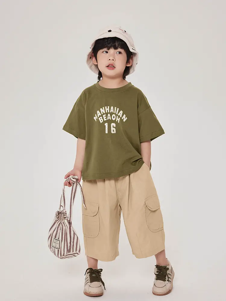 Boy's Maroon Short Sleeve T-Shirt 16 Print Korean Style - Image 3