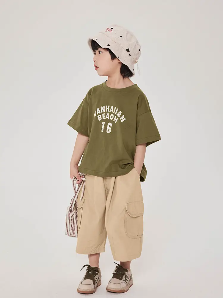 Boy's Maroon Short Sleeve T-Shirt 16 Print Korean Style - Image 5