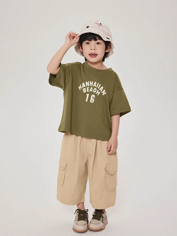 Boy's Maroon Short Sleeve T-Shirt 16 Print Korean Style - Image 7