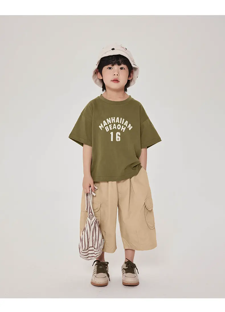 Boy's Maroon Short Sleeve T-Shirt 16 Print Korean Style — feature 16