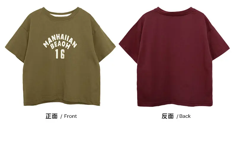 Boy's Maroon Short Sleeve T-Shirt 16 Print Korean Style — feature 7