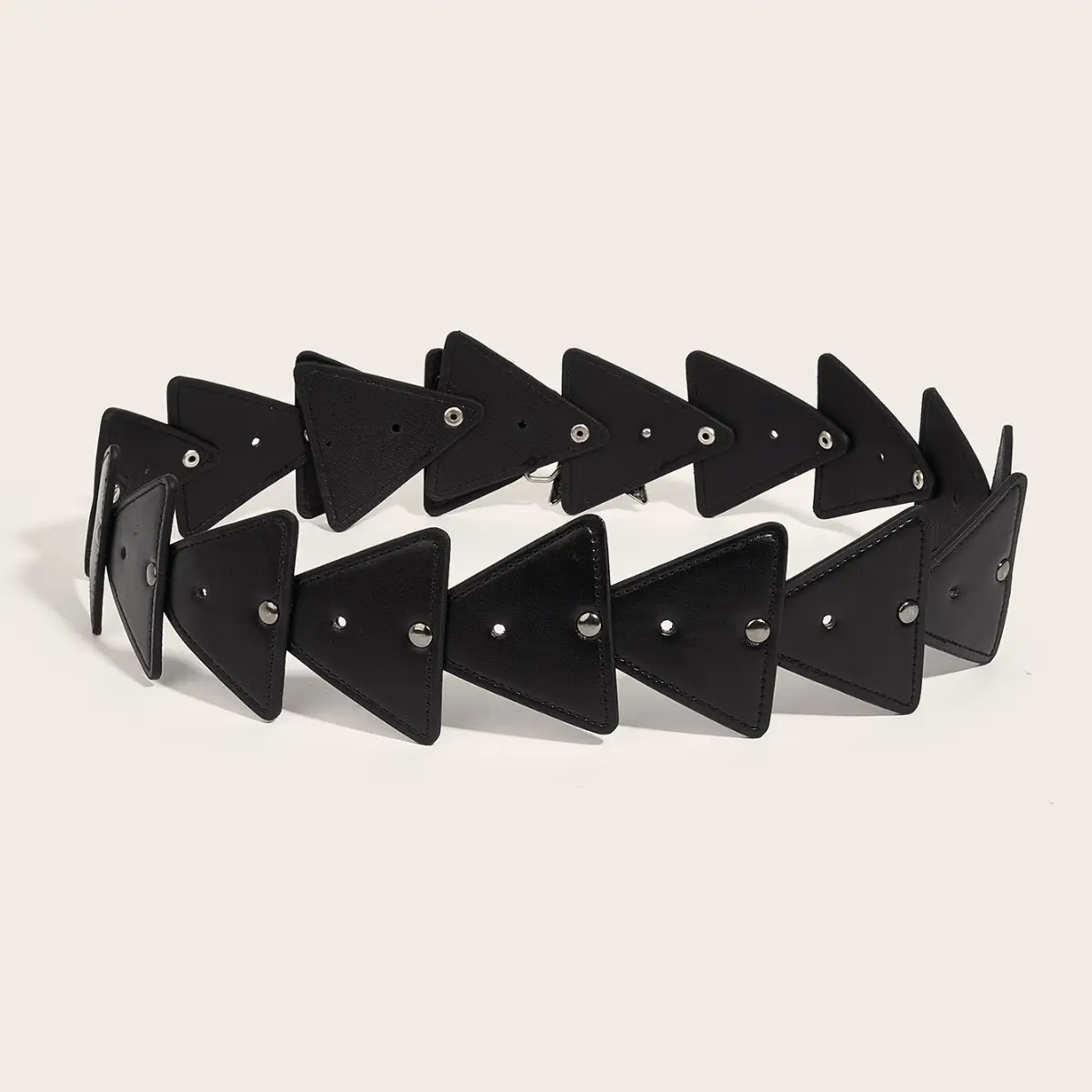 Retro Hollow Ring Waist Belt for Women PU Leather Black - Image 4