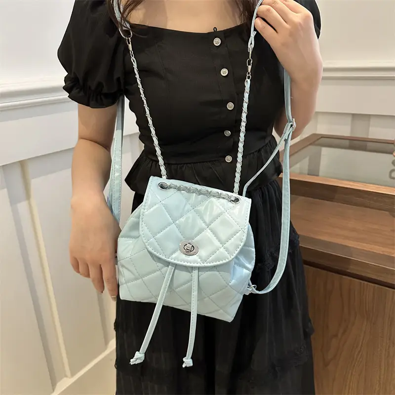 Korean Style Rhombic Chain Backpack 2024 Spring Summer - Image 6