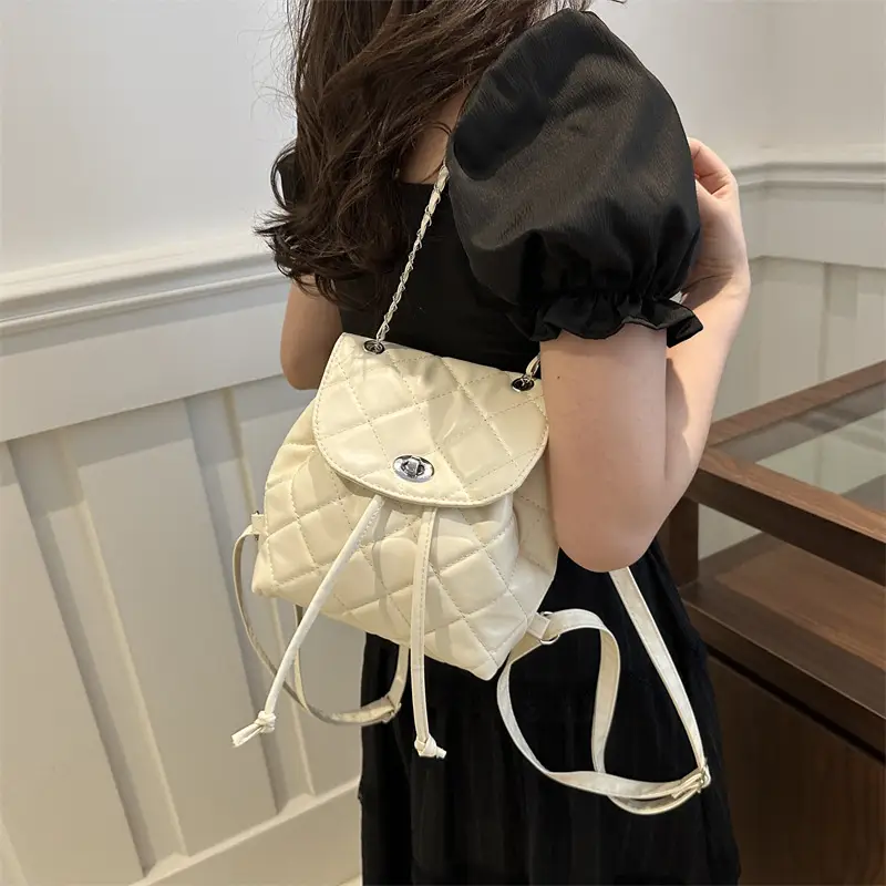 Korean Style Rhombic Chain Backpack 2024 Spring Summer - Image 7