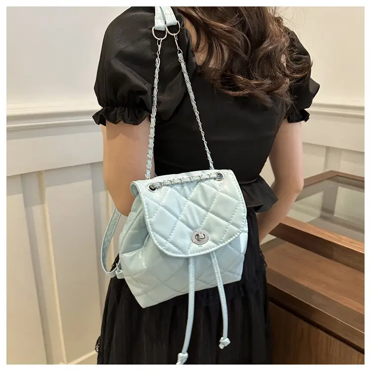 Korean Style Rhombic Chain Backpack 2024 Spring Summer — feature 11