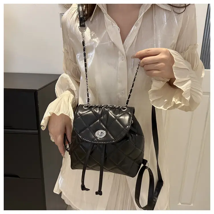 Korean Style Rhombic Chain Backpack 2024 Spring Summer — feature 20