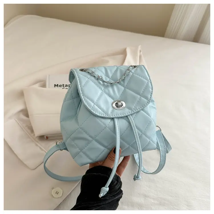 Korean Style Rhombic Chain Backpack 2024 Spring Summer — feature 21