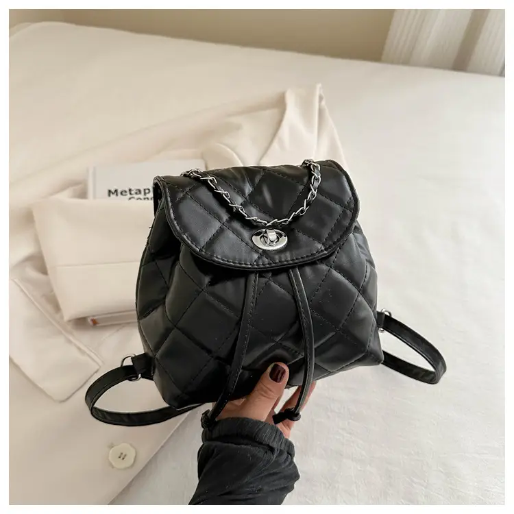Korean Style Rhombic Chain Backpack 2024 Spring Summer — feature 22