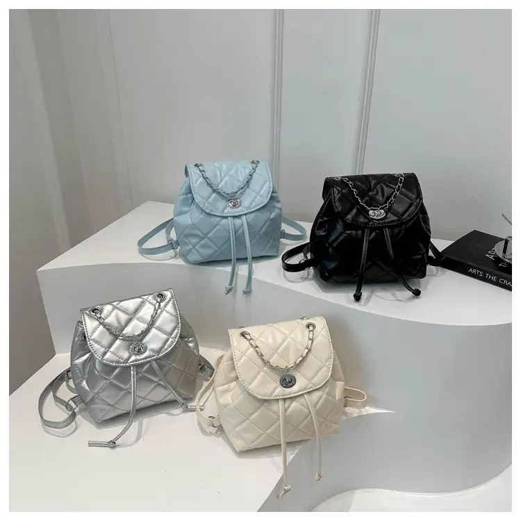Korean Style Rhombic Chain Backpack 2024 Spring Summer — feature 25