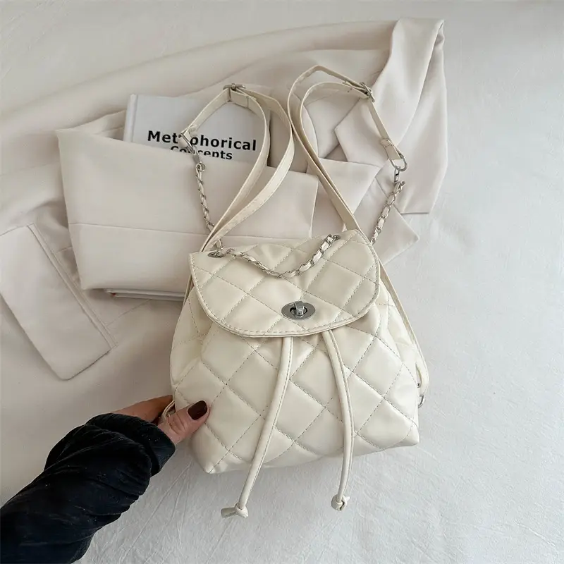 Korean Style Rhombic Chain Backpack 2024 Spring Summer - Image 2